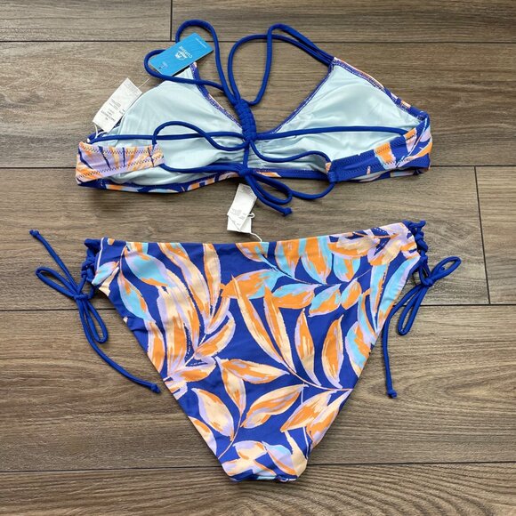 Cupshe Tropical Bikini Set Womens Size XL Strappy Back Top & Reversible Low Rise - Picture 7 of 10